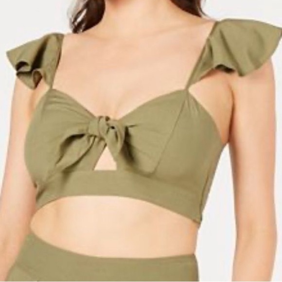 NWT Guess Army Green Charissa Crop Top - Picture 1 of 8